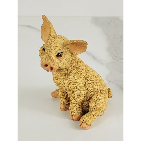 Mini Pig Piglet Piggy Sitting Cute Face Farm Animal Figurine 3 1/2" Year 90s Vtg - Picture 3 of 14